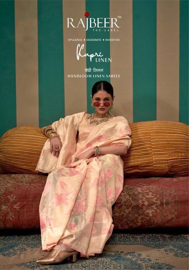 Kapri Linen By Rajbeer 15001 To 15006 Series Indian Traditional Wear Collection Beautiful Stylish Fancy Colorful Party Wear & Occasional Wear Handloom Linen Sarees At Wholesale Price