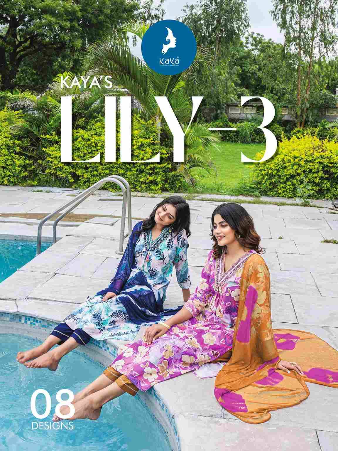 Lily Vol-3 By Kaya 101 To 108 Series Beautiful Stylish Festive Suits Fancy Colorful Casual Wear & Ethnic Wear & Ready To Wear Rayon Foil Dresses At Wholesale Price