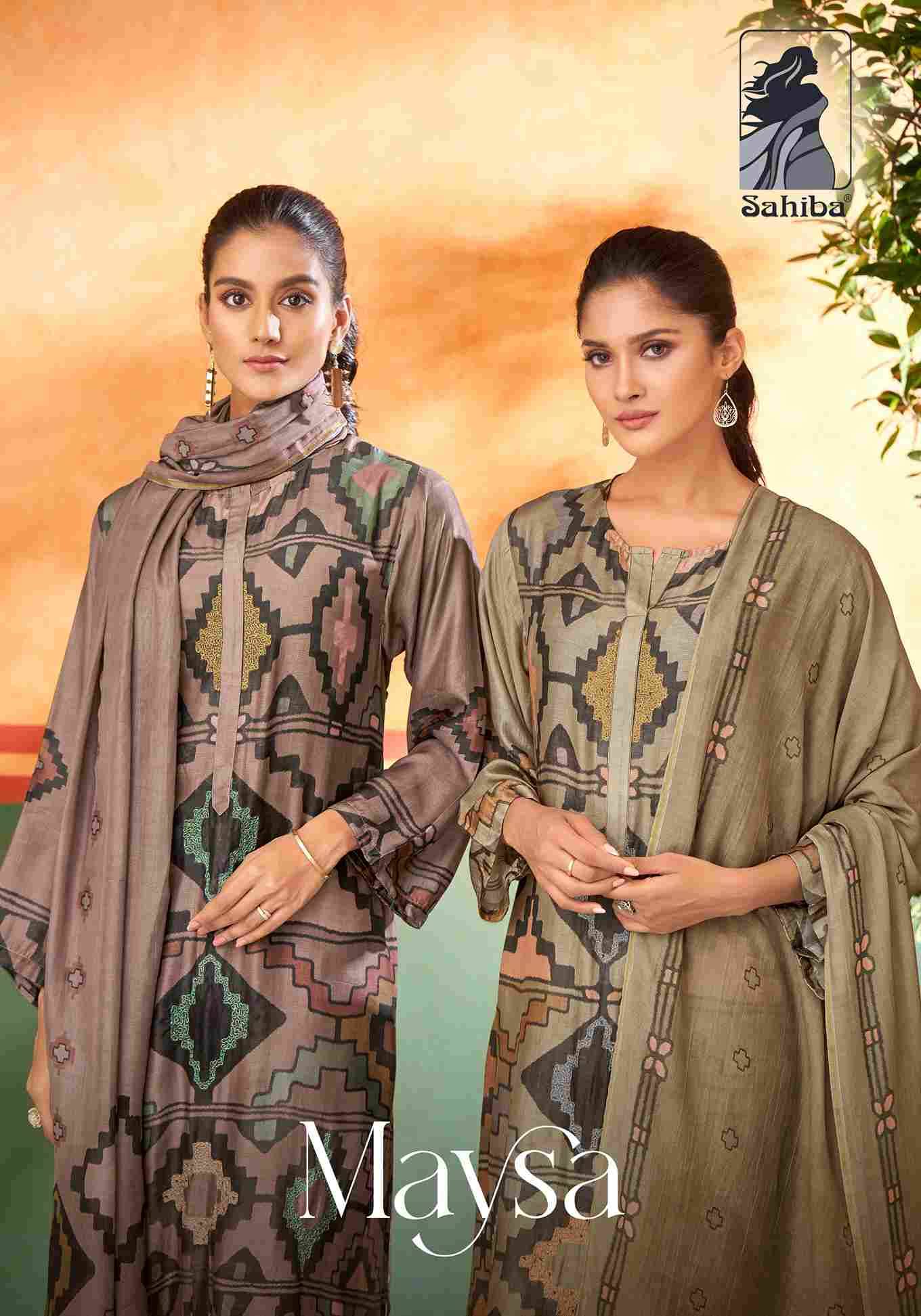 Maysa By Sahiba Fabrics Beautiful Festive Suits Colorful Stylish Fancy Casual Wear & Ethnic Wear Muslin Silk Print Dresses At Wholesale Price