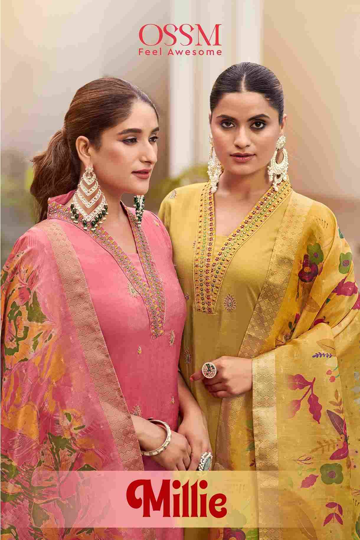 Millie By Ossm 1001 To 1006 Series Beautiful Stylish Festive Suits Fancy Colorful Casual Wear & Ethnic Wear & Ready To Wear Roman Embroidered Dresses At Wholesale Price