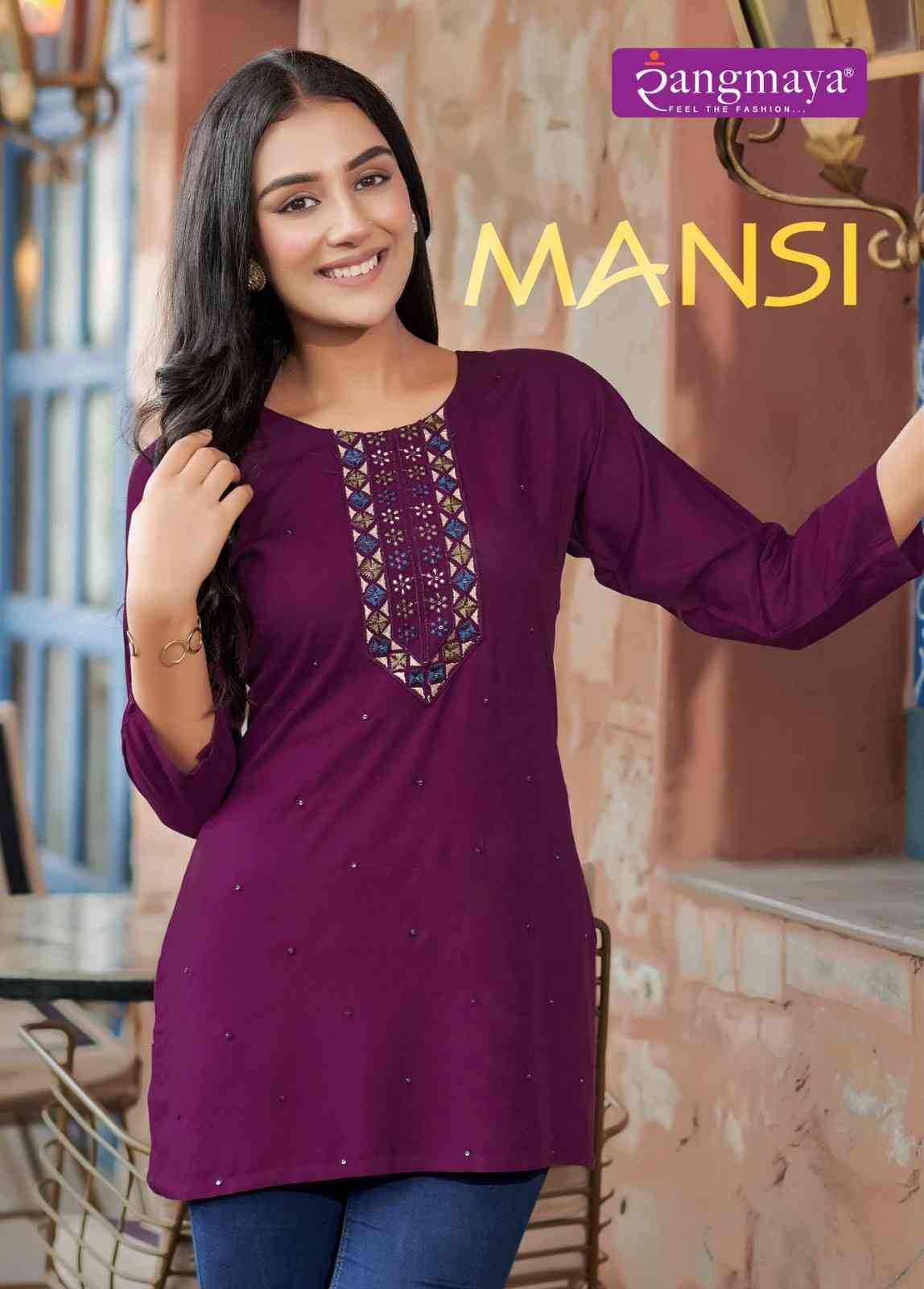 Mansi By Rangmaya 101 To 108 Series Designer Stylish Fancy Colorful Beautiful Party Wear & Ethnic Wear Collection Rayon Tops At Wholesale Price