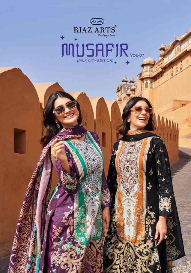 Musafir Vol-7 By Riaz Arts 3401 To 3408 Series Wholesale Designer Pakistani Suits Collection Beautiful Stylish Fancy Colorful Party Wear & Occasional Wear Pure Lawn Print With Embroidered Dresses At Wholesale Price