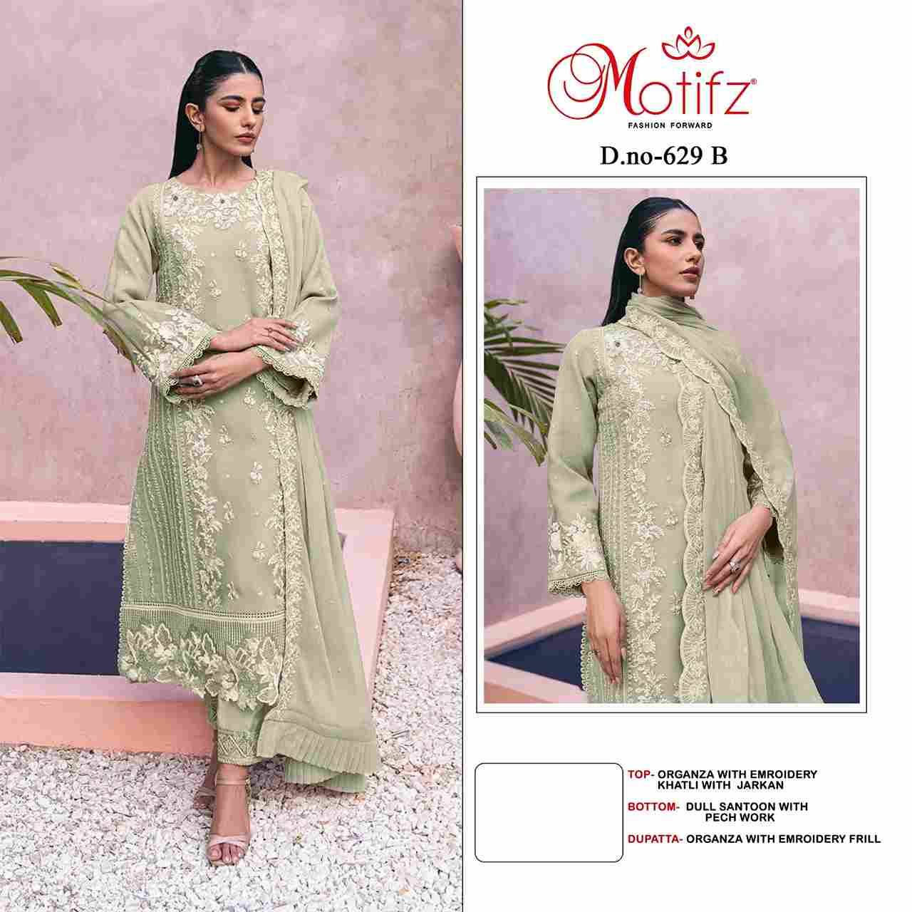 Motifz Hit Design 629 Colours By Motifz 629-A To 629-D Series Beautiful Pakistani Suits Colorful Stylish Fancy Casual Wear & Ethnic Wear Organza Dresses At Wholesale Price