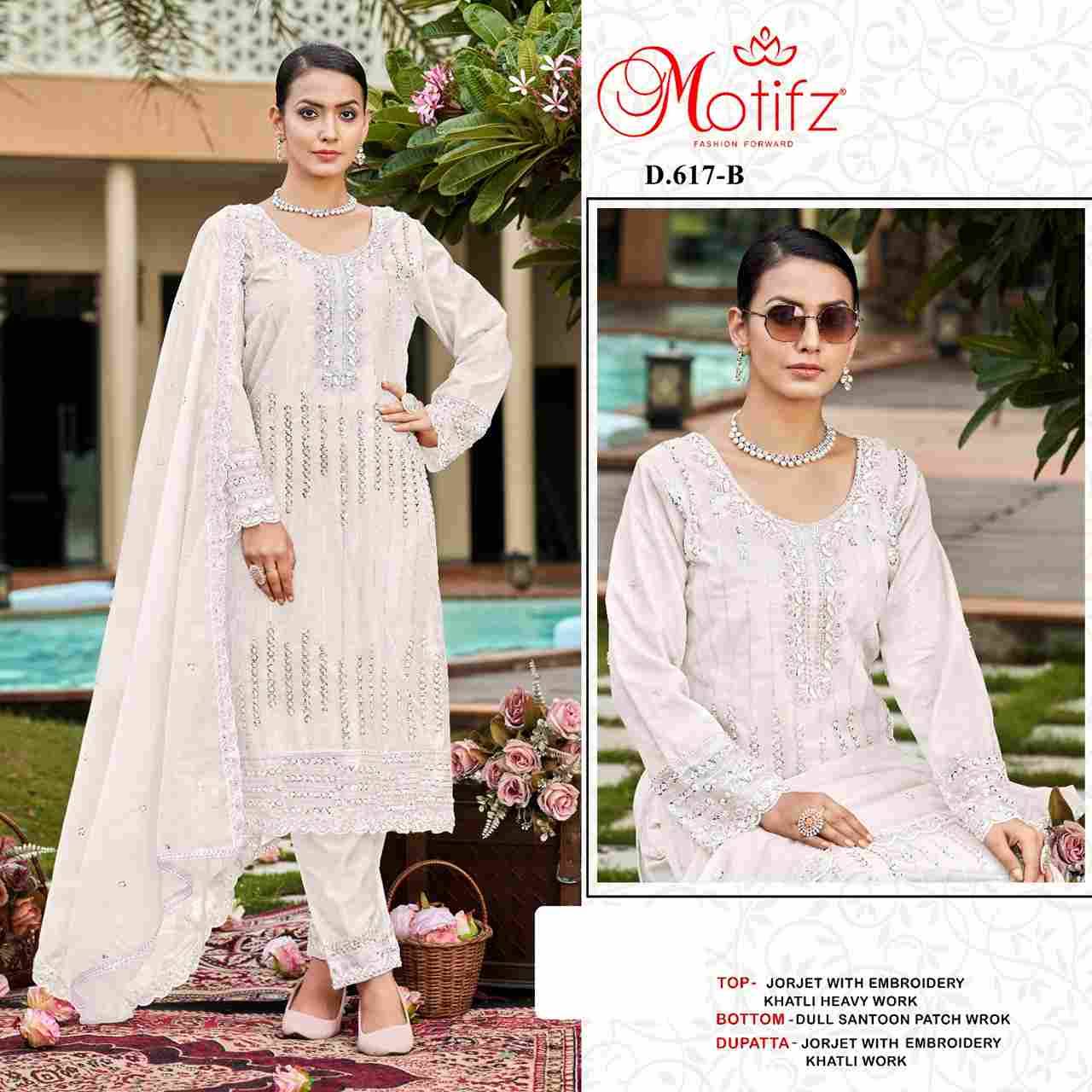 Motifz Hit Design 617 Colours By Motifz 617-A To 617-D Series Beautiful Pakistani Suits Colorful Stylish Fancy Casual Wear & Ethnic Wear Georgette Dresses At Wholesale Price