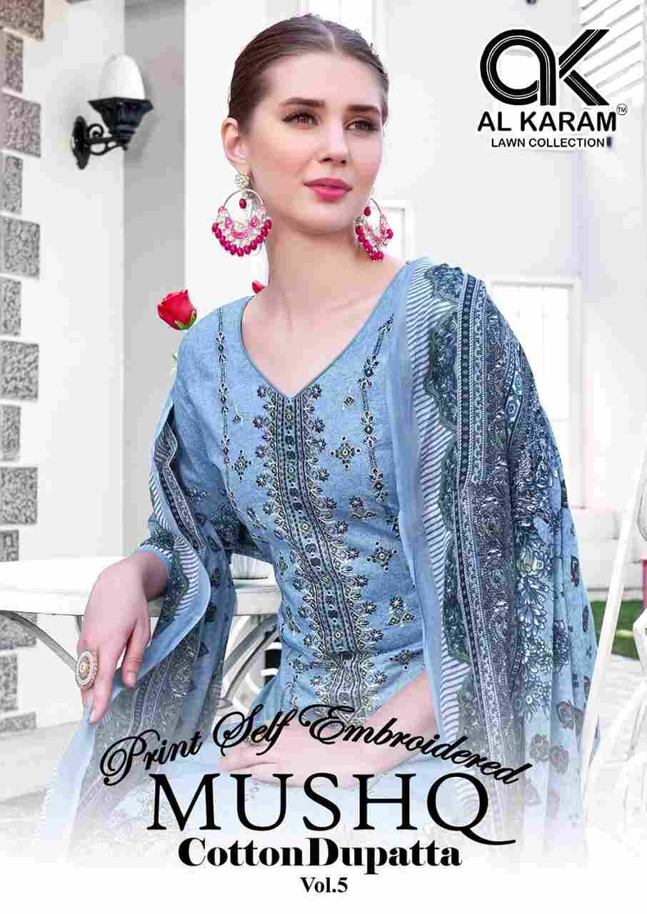 Mushq Vol-5 By Al Karam Lawn Collection 5001 To 5008 Series Designer Festive Suits Beautiful Stylish Fancy Colorful Party Wear & Occasional Wear Pure Lawn Print Dresses At Wholesale Price