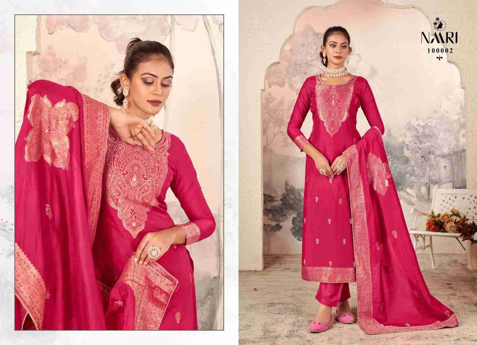 Mayra By Naari 100001 To 100004 Series Beautiful Stylish Festive Suits Fancy Colorful Casual Wear & Ethnic Wear & Ready To Wear Pure Jacquard Dresses At Wholesale Price