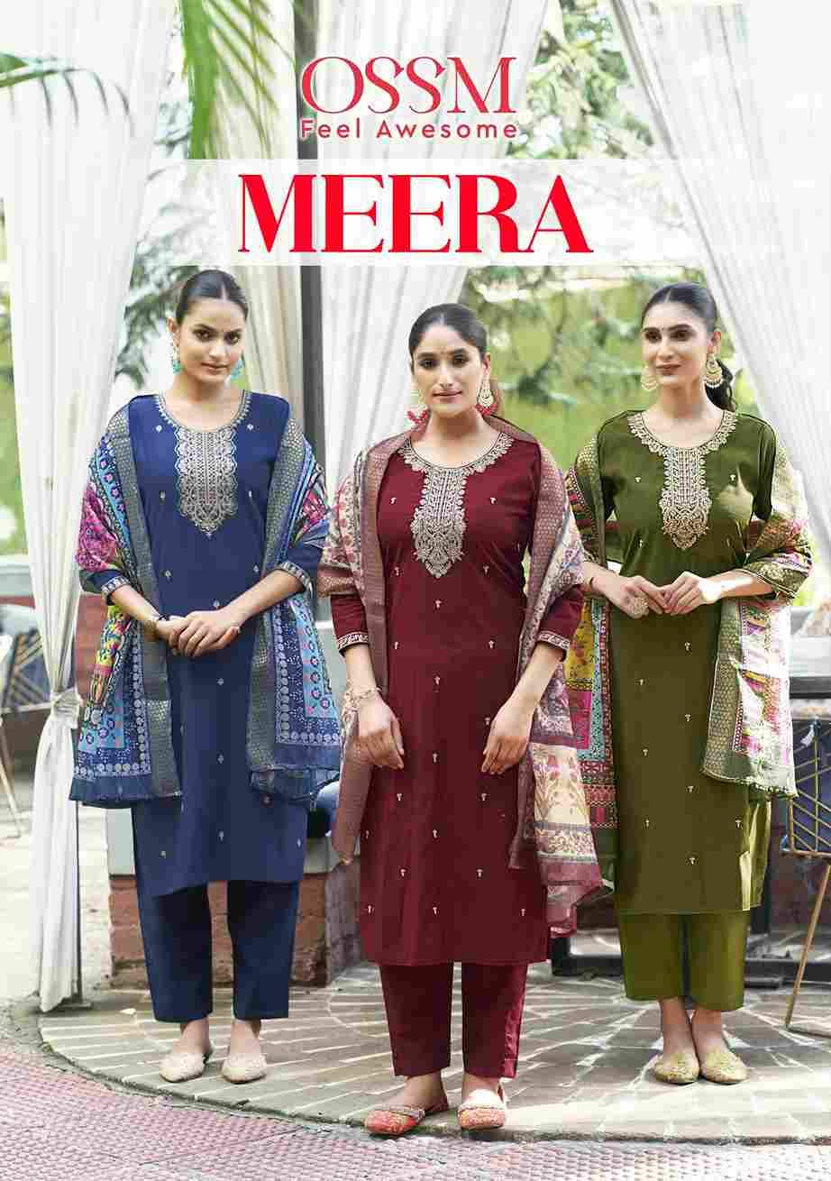 Meera By Ossm 1001 To 1006 Series Beautiful Stylish Festive Suits Fancy Colorful Casual Wear & Ethnic Wear & Ready To Wear Pure Viscose Silk Dresses At Wholesale Price