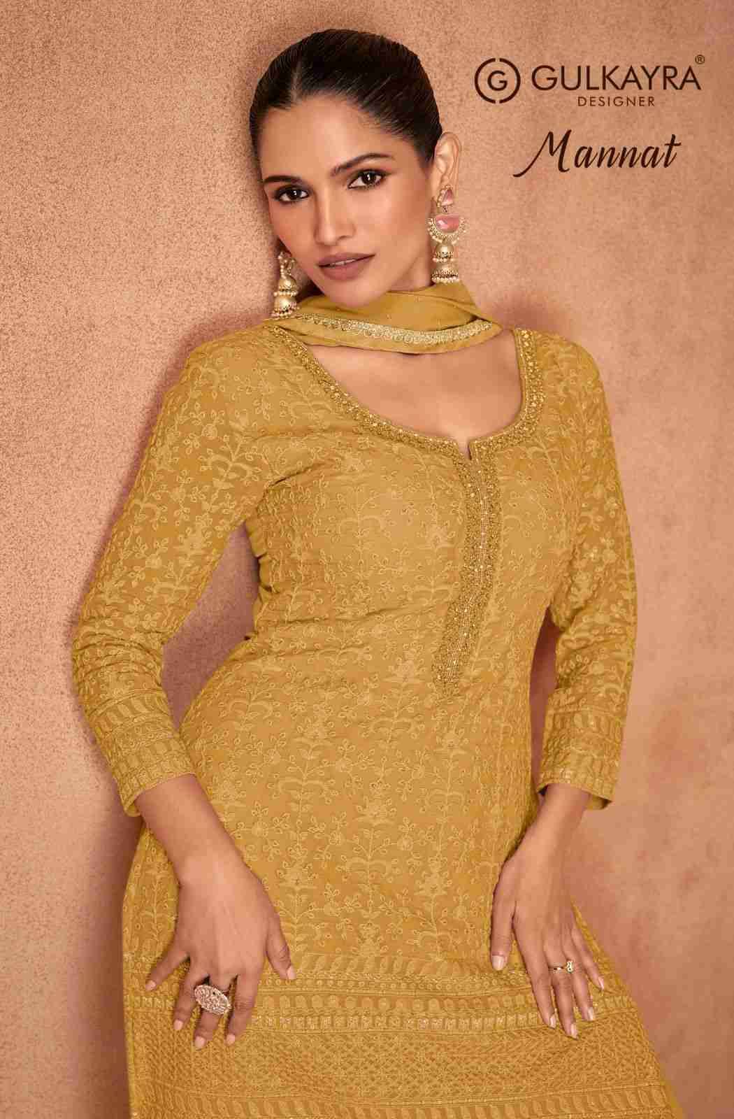 Mannat By Gulkayra Designer 7496-A To 7496-D Series Designer Sharara Suits Beautiful Fancy Colorful Stylish Party Wear & Occasional Wear Heavy Georgette Dresses At Wholesale Price