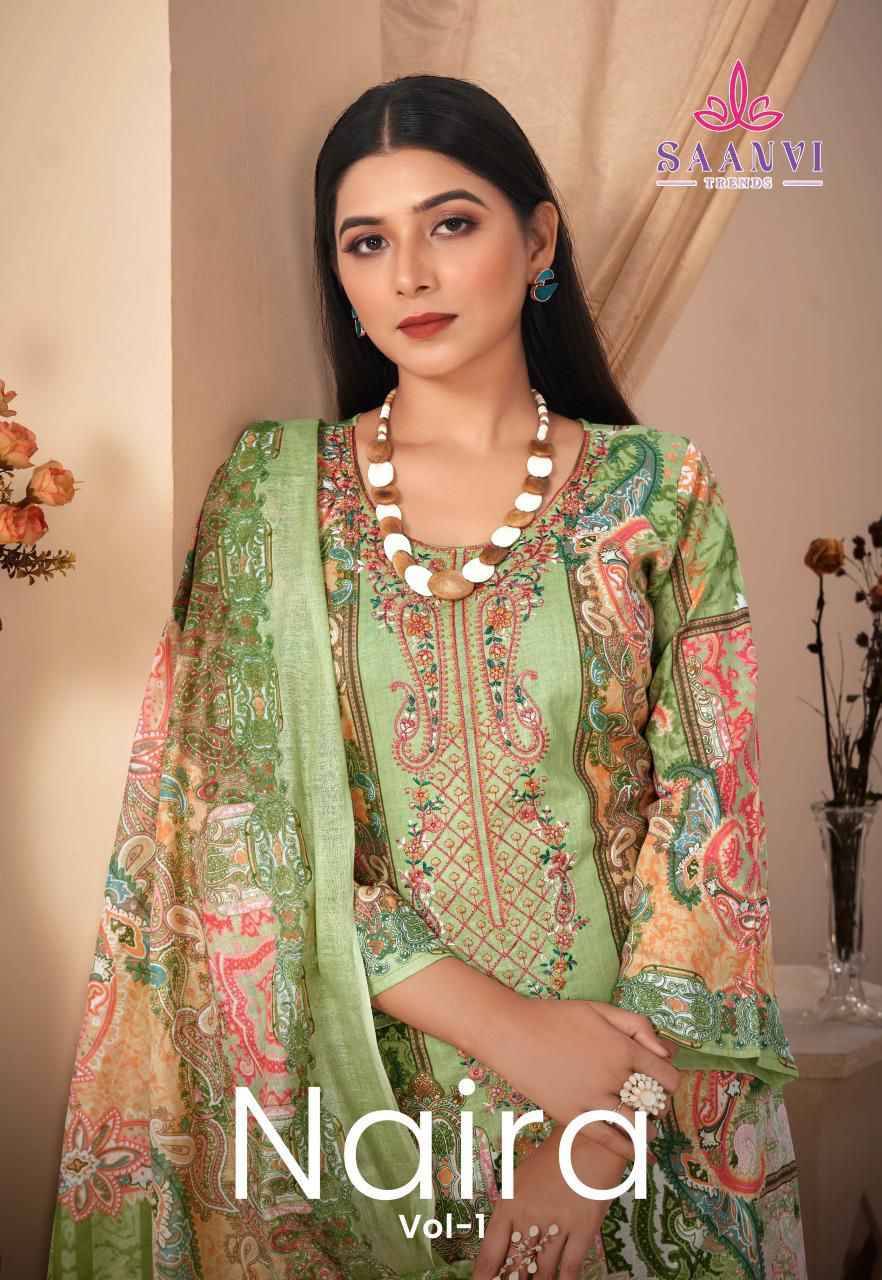 Naira Vol-1 By Saanvi Trends 1001 To 1008 Series Beautiful Suits Colorful Stylish Fancy Casual Wear & Ethnic Wear Pure Lawn Cotton Print Dresses At Wholesale Price