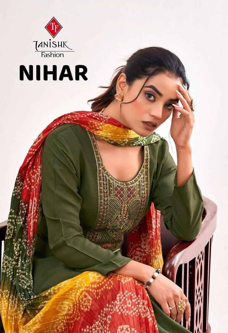 Nihar By Tanishk Fashion 61001 To 61008 Series Beautiful Suits Stylish Fancy Colorful Casual Wear & Ethnic Wear Collection Rayon Slub Embroidered Dresses At Wholesale Price