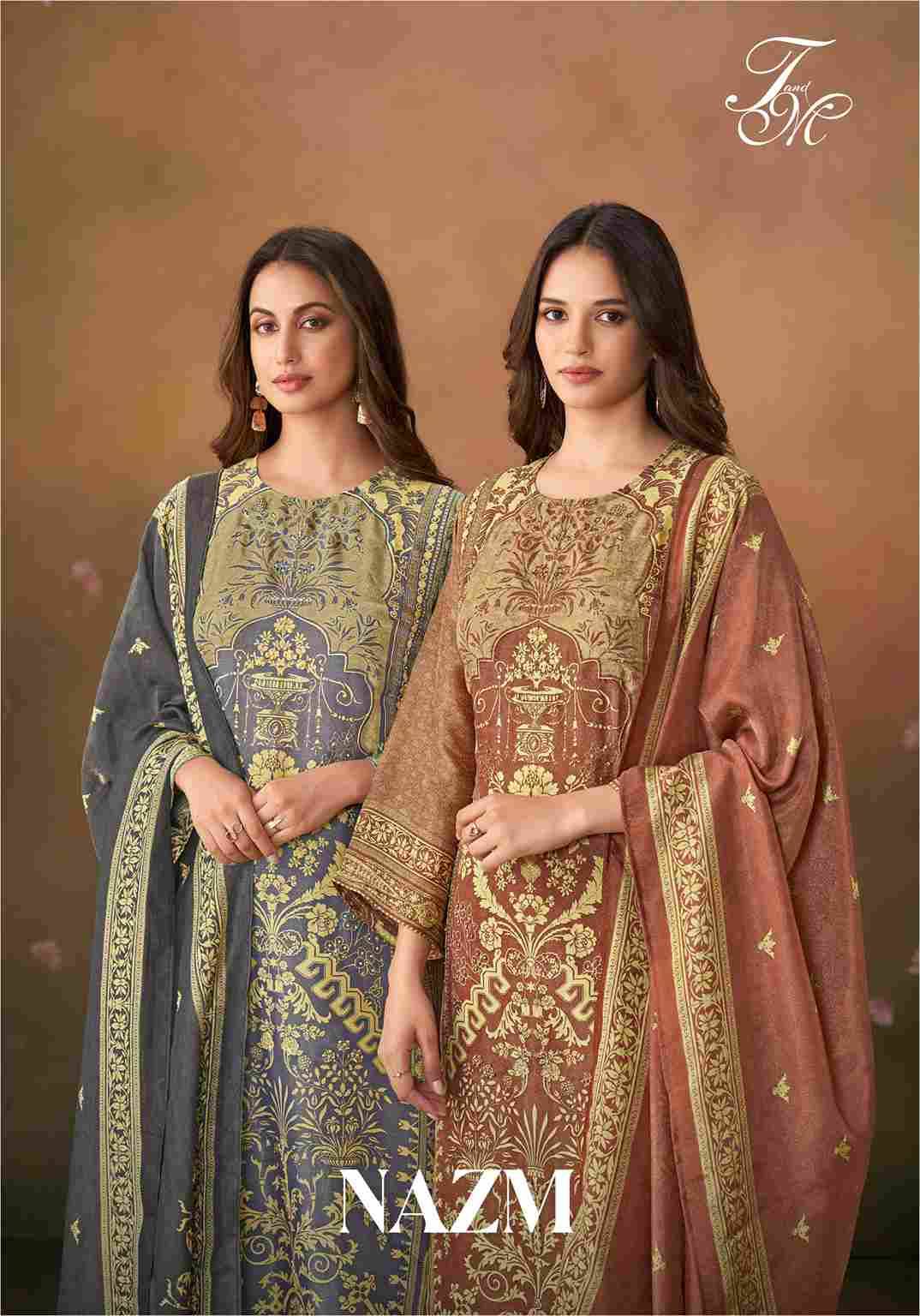 Nazm By T And M Designer Studio Beautiful Festive Suits Colorful Stylish Fancy Casual Wear & Ethnic Wear Simmer Tissue Print Dresses At Wholesale Price