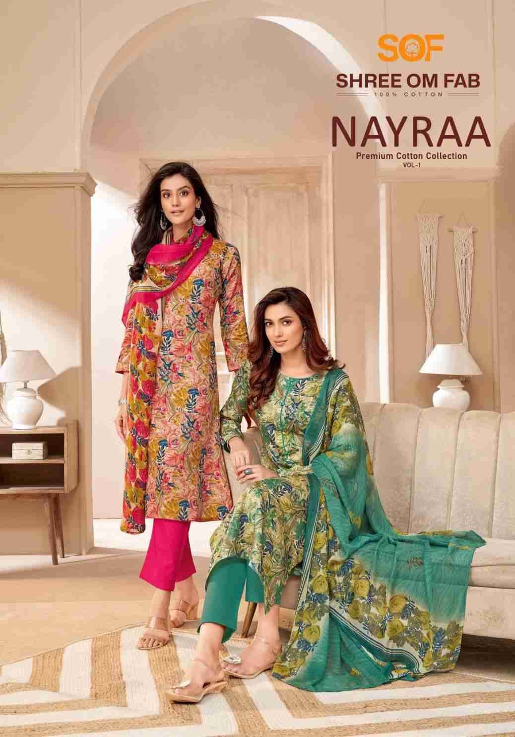 Nayraa Vol-1 By Shree Om Fabs 1001 To 1010 Series Beautiful Festive Suits Stylish Fancy Colorful Casual Wear & Ethnic Wear Pure Cotton Print Dresses At Wholesale Price