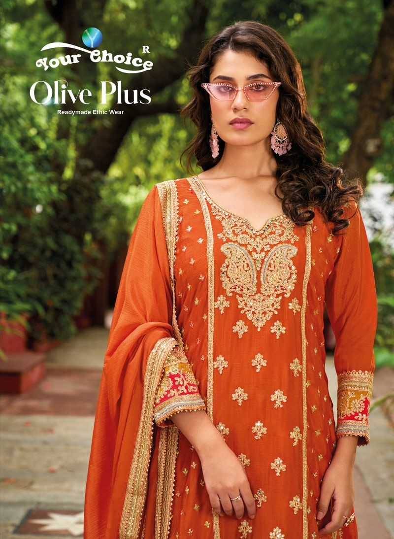 Olive Plus By Your Choice 1001 To 1004 Series Beautiful Sharara Suits Colorful Stylish Fancy Casual Wear & Ethnic Wear Pure Chinnon Dresses At Wholesale Price