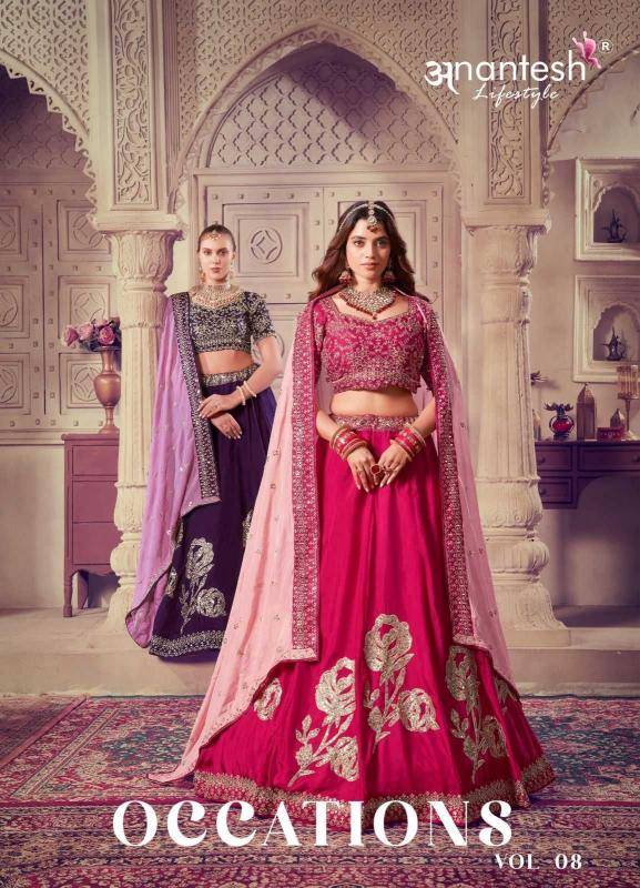 Occations Vol-8 By Anantesh Lifestyle 5028 To 5029 Series Bridal Wear Collection Beautiful Stylish Colorful Fancy Party Wear & Occasional Wear Viscose Silk Lehengas At Wholesale Price