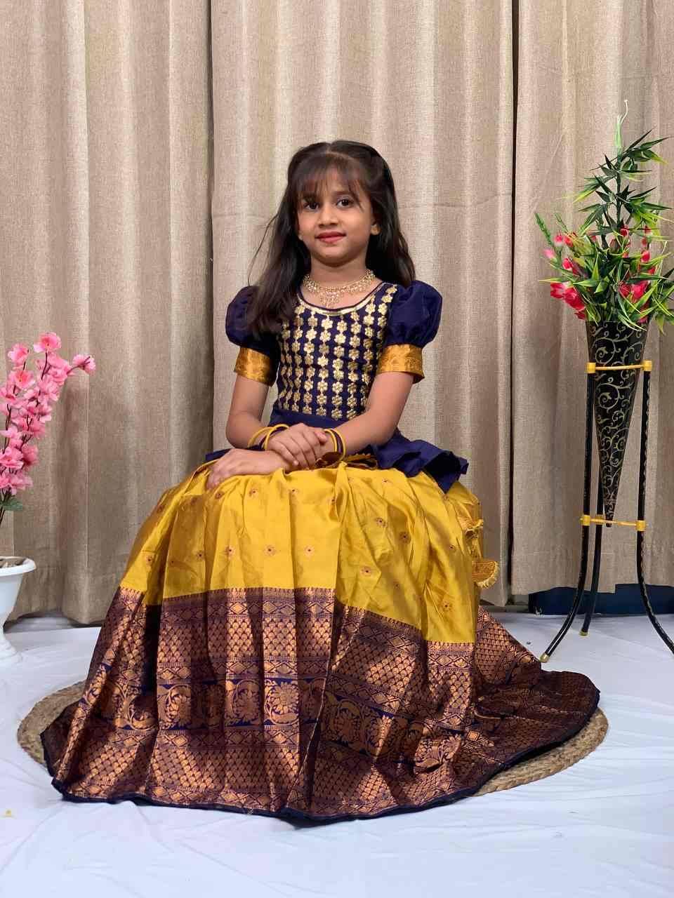 PVR-KIDS VOL-07 BY FASHID WHOLESALE 01 TO 06 SERIES DESIGNER BEAUTIFUL NAVRATRI COLLECTION OCCASIONAL WEAR & PARTY WEAR LICHI SILK LEHENGAS AT WHOLESALE PRICE