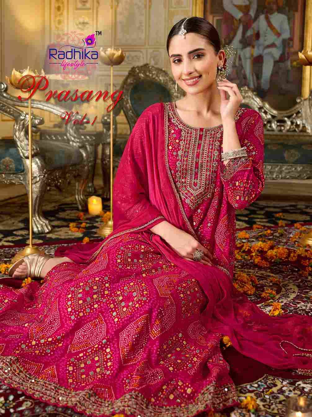 Prasang Vol-1 By Radhika Lifestyle 1001 To 1005 Series Beautiful Stylish Anarkali Suits Fancy Colorful Casual Wear & Ethnic Wear & Ready To Wear Rayon Foil Dresses At Wholesale Price