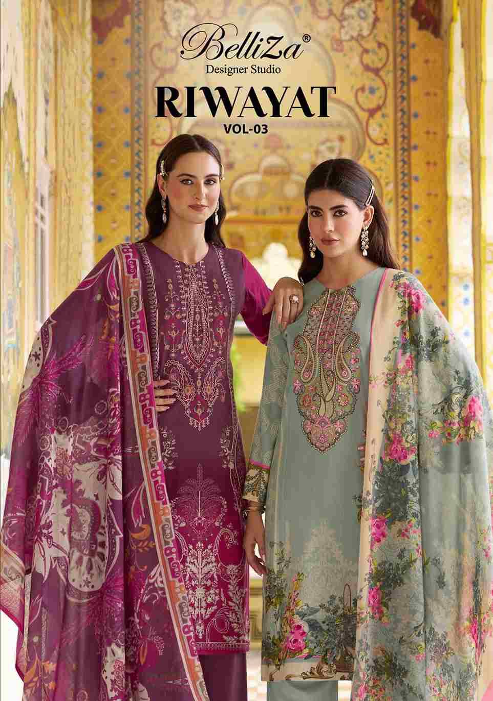 Riwayat Vol-3 By Belliza 956-001 To 956-008 Series Beautiful Festive Suits Stylish Fancy Colorful Casual Wear & Ethnic Wear Pure Viscose Rayon Print Dresses At Wholesale Price