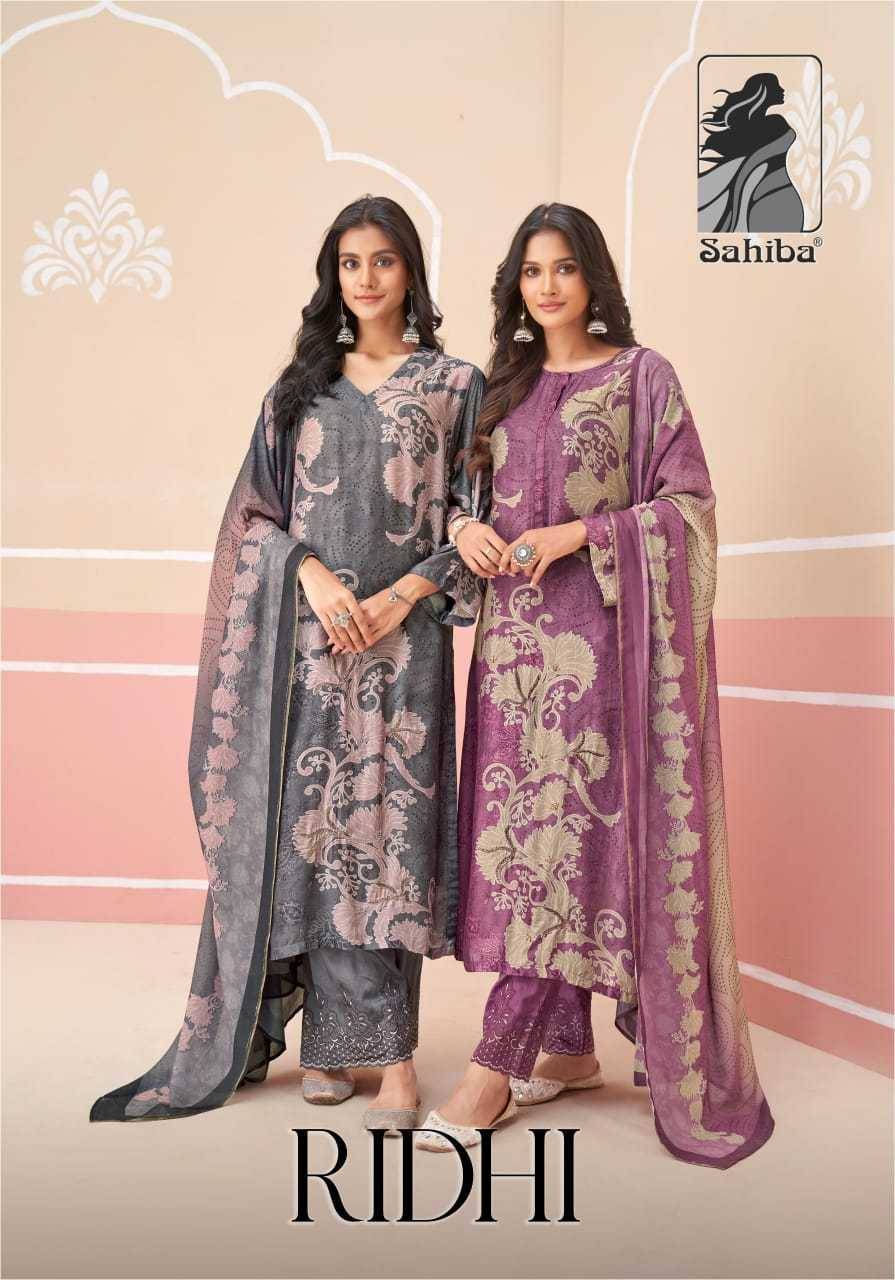 Riddhi By Sahiba Fabrics Beautiful Festive Suits Colorful Stylish Fancy Casual Wear & Ethnic Wear Muslin Silk Dresses At Wholesale Price