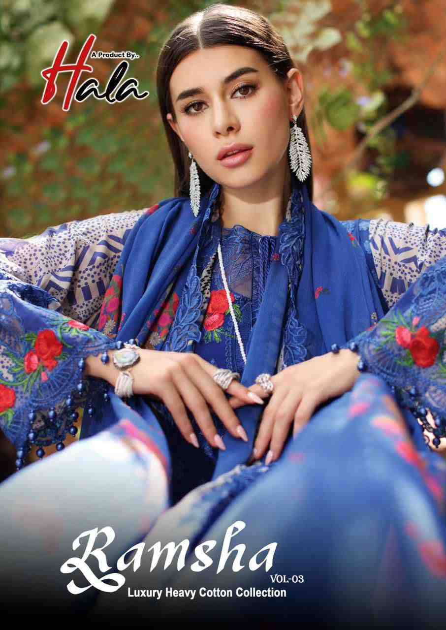 Ramsha Vol-3 By Hala 3001 To 3006 Series Beautiful Festive Suits Stylish Fancy Colorful Casual Wear & Ethnic Wear Pure Cotton Digital Print Dresses At Wholesale Price