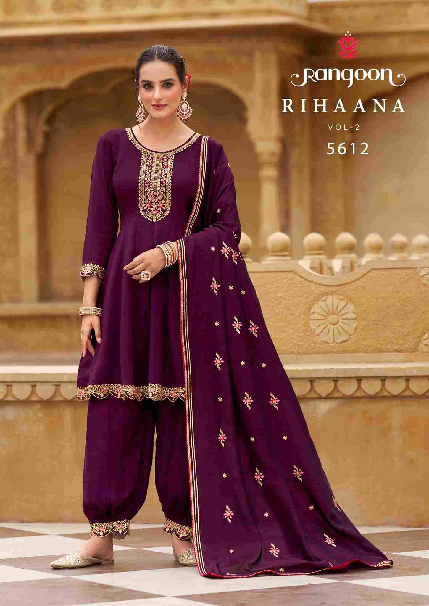 Rihaana Vol-2 By Rangoon 5611 To 5614 Series Beautiful Festive Suits Colorful Stylish Fancy Casual Wear & Ethnic Wear Silk Embroidered Dresses At Wholesale Price