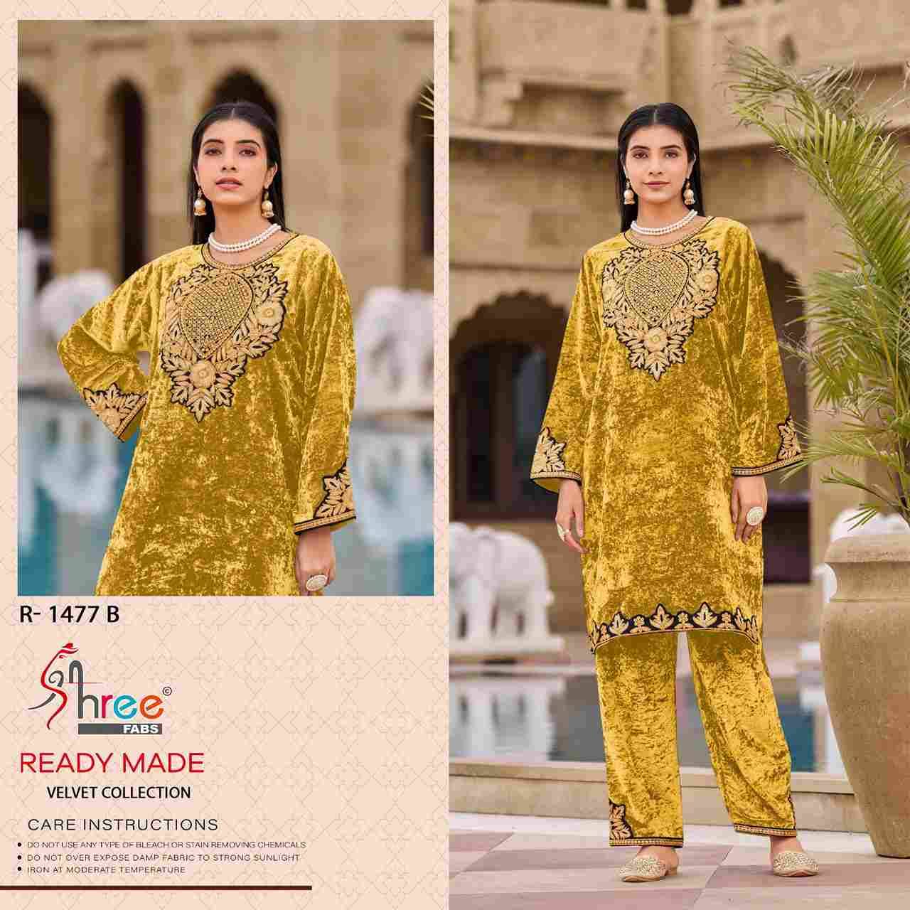 Shree Fabs Hit Design R-1477 Colours By Shree Fabs R-1477-A To R-1477-D Series Wholesale Designer Pakistani Suits Collection Beautiful Stylish Fancy Colorful Party Wear & Occasional Wear Viscose Velvet Kurtis With Bottom At Wholesale Price