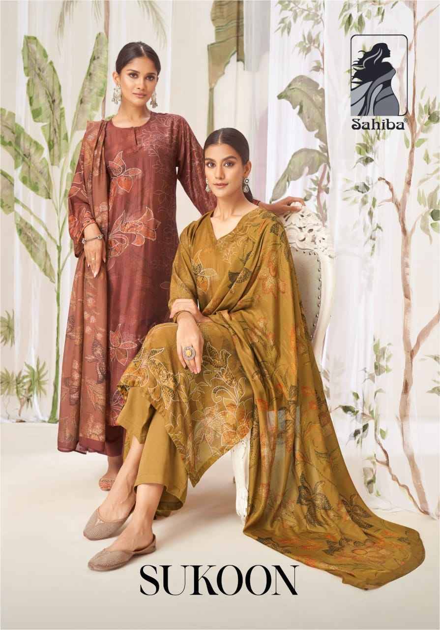 Sukoon By Sahiba Fabrics Beautiful Festive Suits Colorful Stylish Fancy Casual Wear & Ethnic Wear Muslin Silk Dresses At Wholesale Price