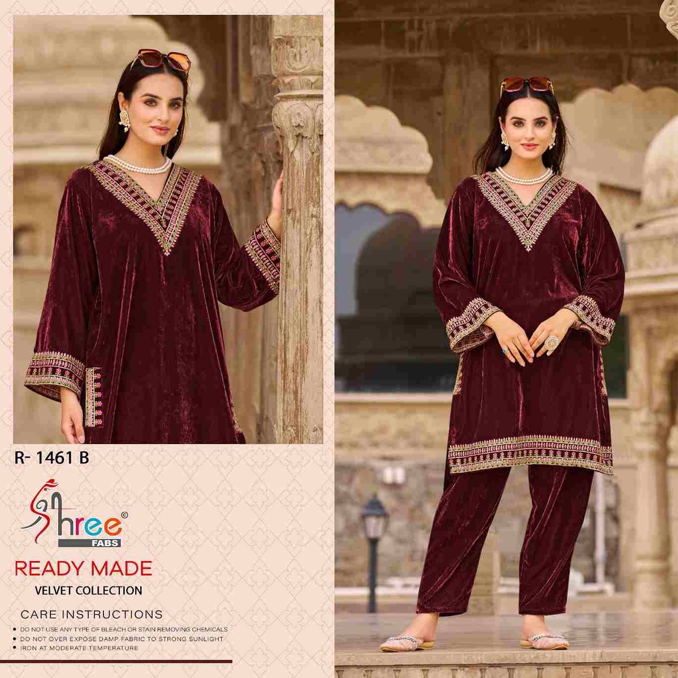 Shree Fabs Hit Design R-1461 Colours By Shree Fabs R-1461-A To R-1461-D Series Wholesale Designer Pakistani Suits Collection Beautiful Stylish Fancy Colorful Party Wear & Occasional Wear Viscose Velvet Kurtis With Bottom At Wholesale Price