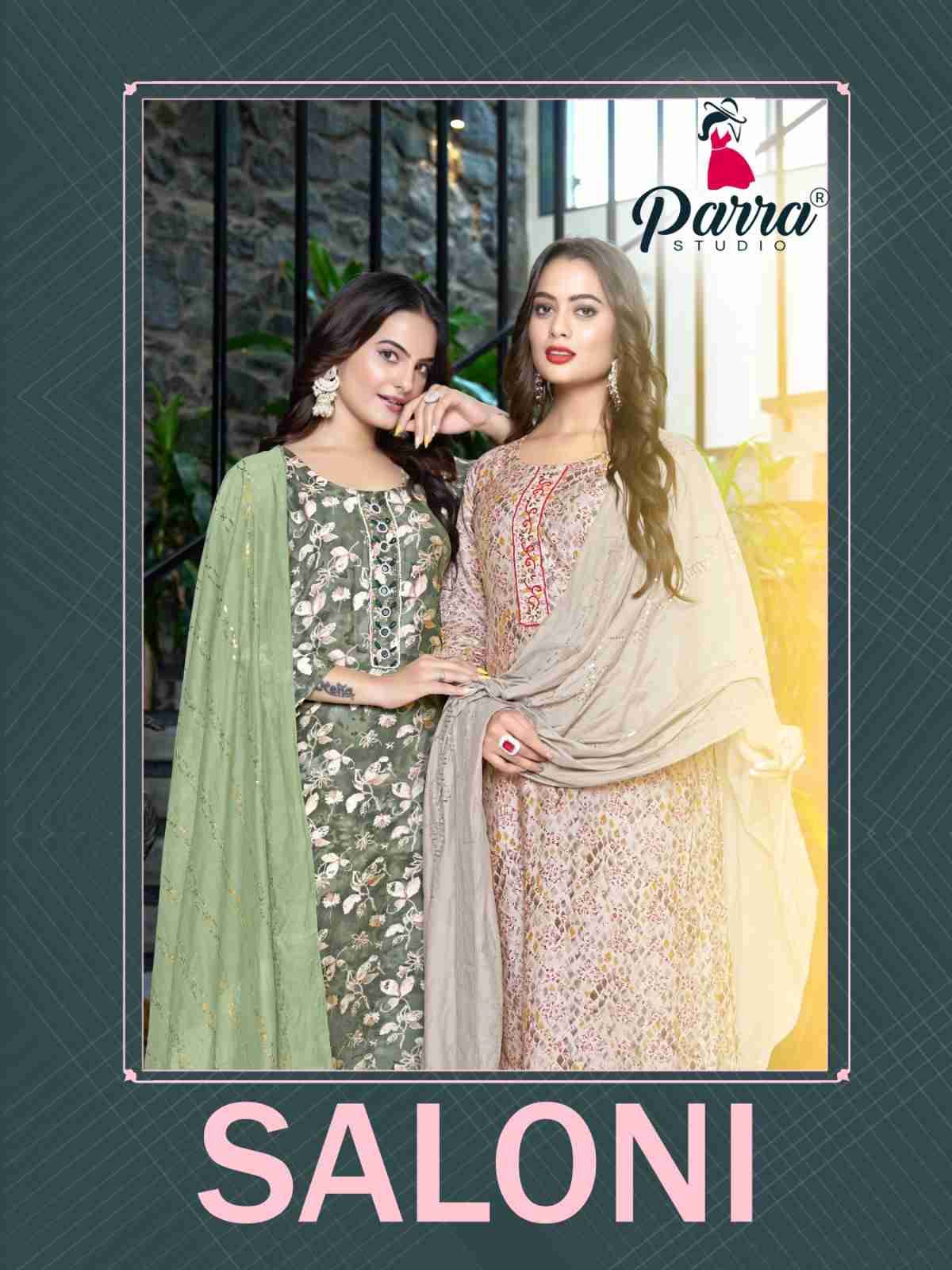 Saloni By Parra Studio 1001 To 1005 Series Beautiful Festive Suits Colorful Stylish Fancy Casual Wear & Ethnic Wear Chanderi Print Dresses At Wholesale Price