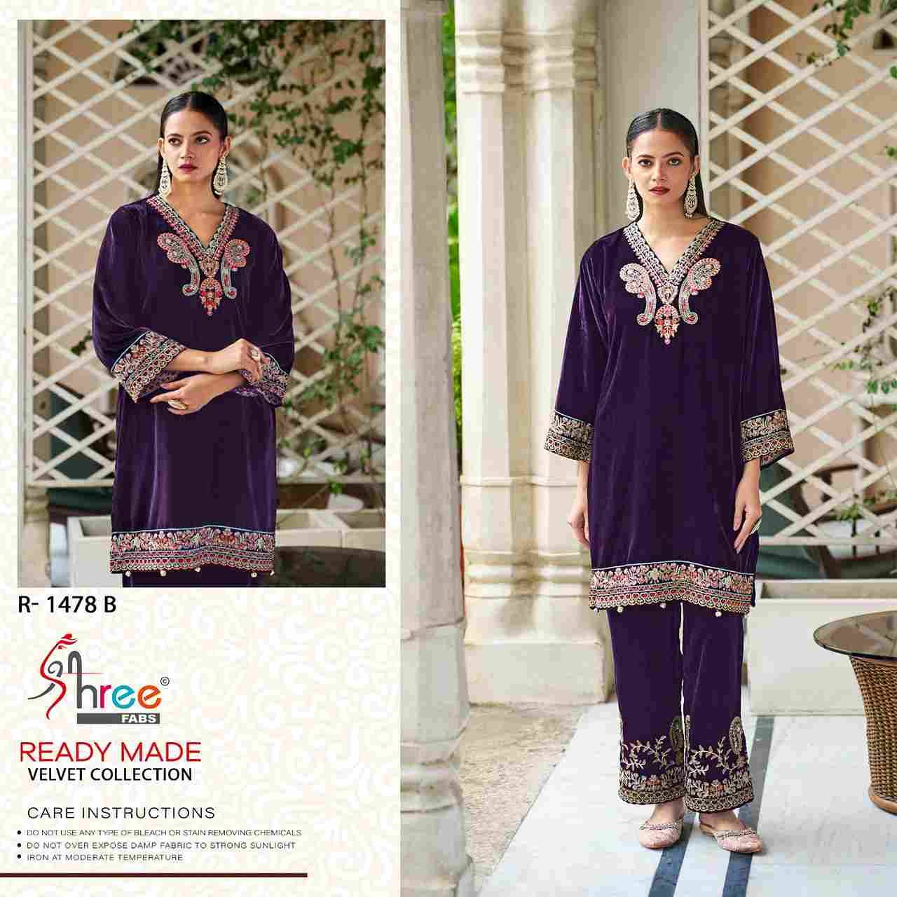 Shree Fabs Hit Design R-1478 Colours By Shree Fabs R-1478-A To R-1478-D Series Wholesale Designer Pakistani Suits Collection Beautiful Stylish Fancy Colorful Party Wear & Occasional Wear Velvet Kurtis With Bottom At Wholesale Price