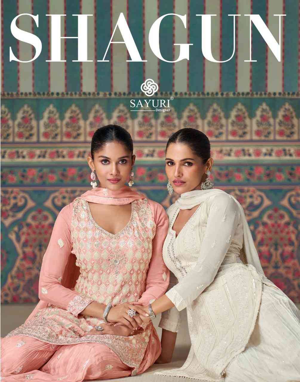 Shagun By Sayuri 5617 To 5619 Series Designer Sharara Suits Beautiful Fancy Colorful Stylish Party Wear & Occasional Wear Heavy Chinnon Silk Dresses At Wholesale Price