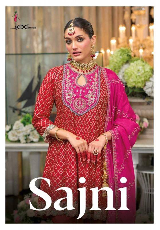 Sajni By Eba Lifestyle 1704 To 1705 Series Designer Festive Suits Beautiful Fancy Colorful Stylish Party Wear & Occasional Wear Heavy Chinnon Dresses At Wholesale Price