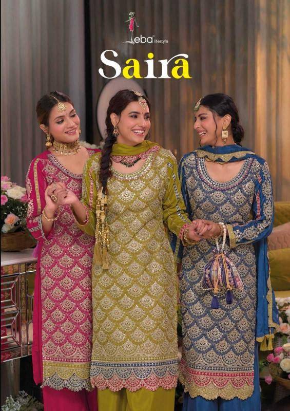 Saira By Eba Lifestyle 1696 To 1698 Series Designer Festive Suits Beautiful Fancy Colorful Stylish Party Wear & Occasional Wear Heavy Chinnon Dresses At Wholesale Price