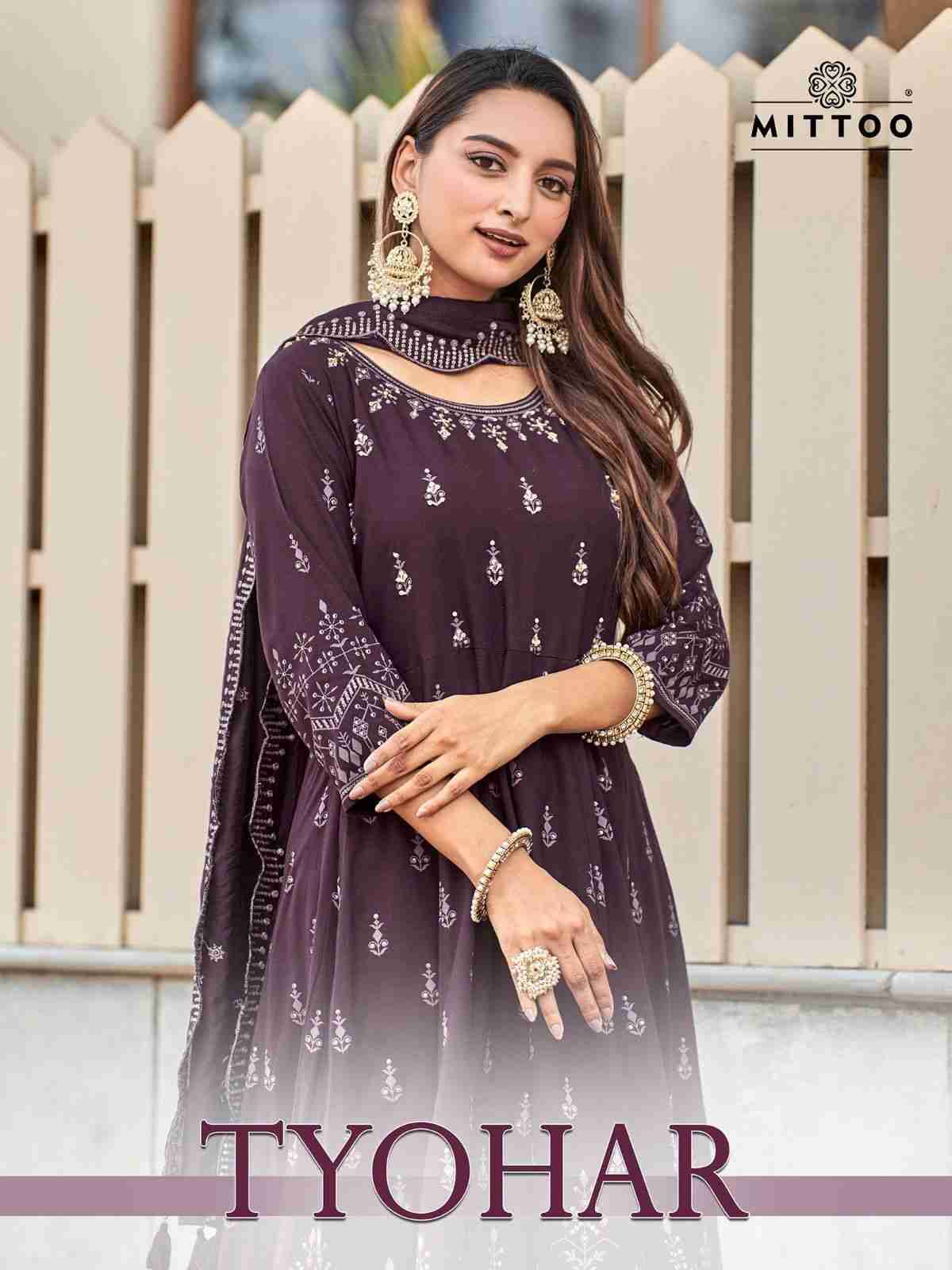 Tyohar By Mittoo 4001 To 4004 Series Beautiful Festive Suits Colorful Stylish Fancy Casual Wear & Ethnic Wear Rayon Print Dresses At Wholesale Price