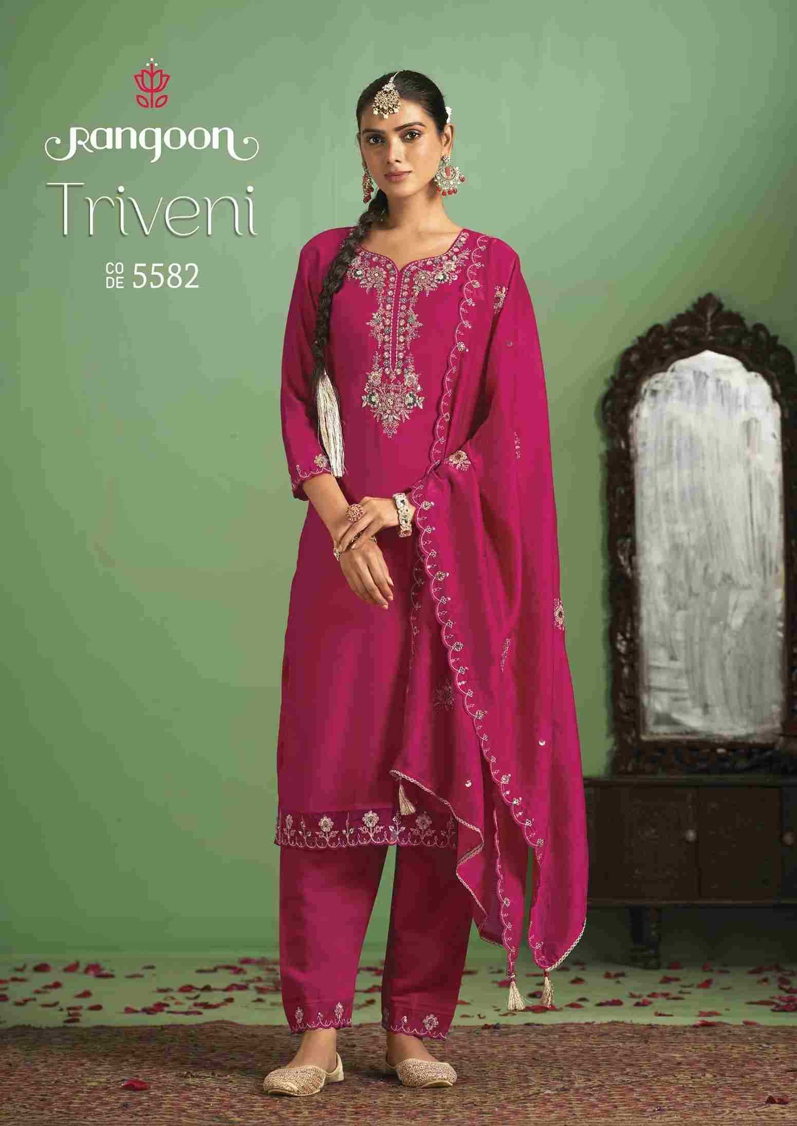 Triveni By Rangoon 5581 To 5584 Series Beautiful Festive Suits Colorful Stylish Fancy Casual Wear & Ethnic Wear Silk With Work Dresses At Wholesale Price