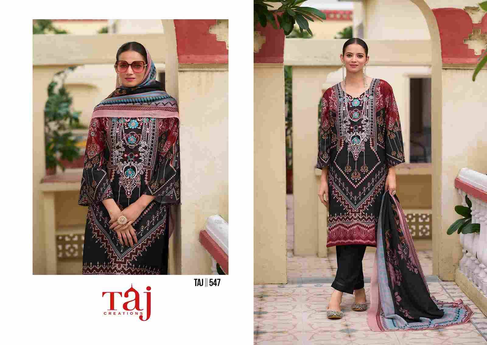 Taj Hit Design 547 By Taj Creation Beautiful Pakistani Suits Colorful Stylish Fancy Casual Wear & Ethnic Wear Pure Cotton Print With Embroidered Dresses At Wholesale Price