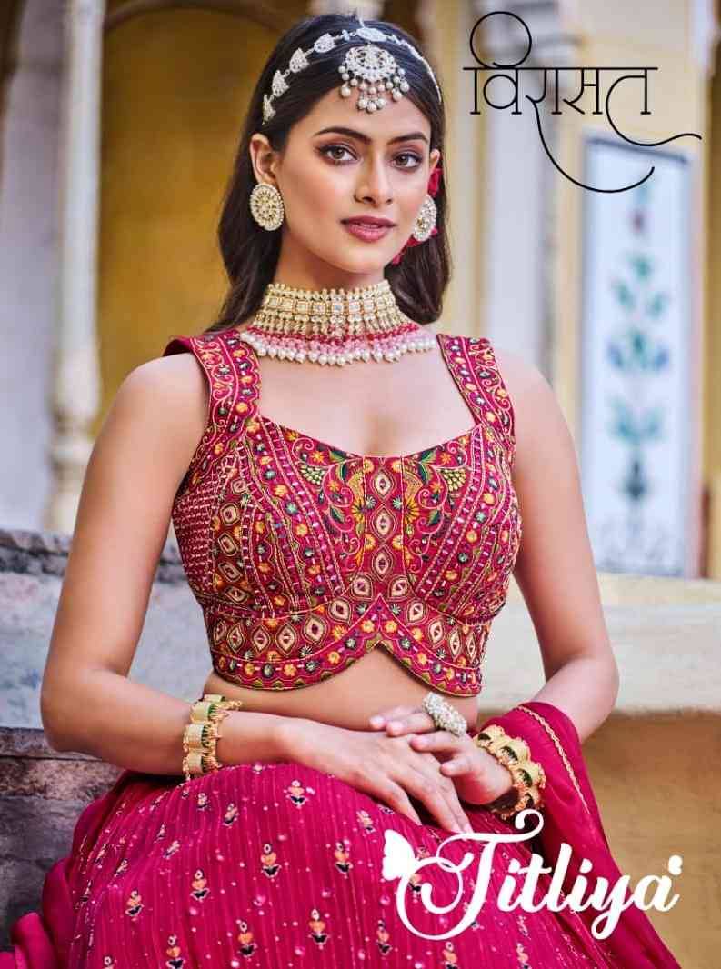 Titliya By Virasat 1101 To 1104 Series Festive Wear Collection Beautiful Stylish Colorful Fancy Party Wear & Occasional Wear Pure Chinnon Lehengas At Wholesale Price