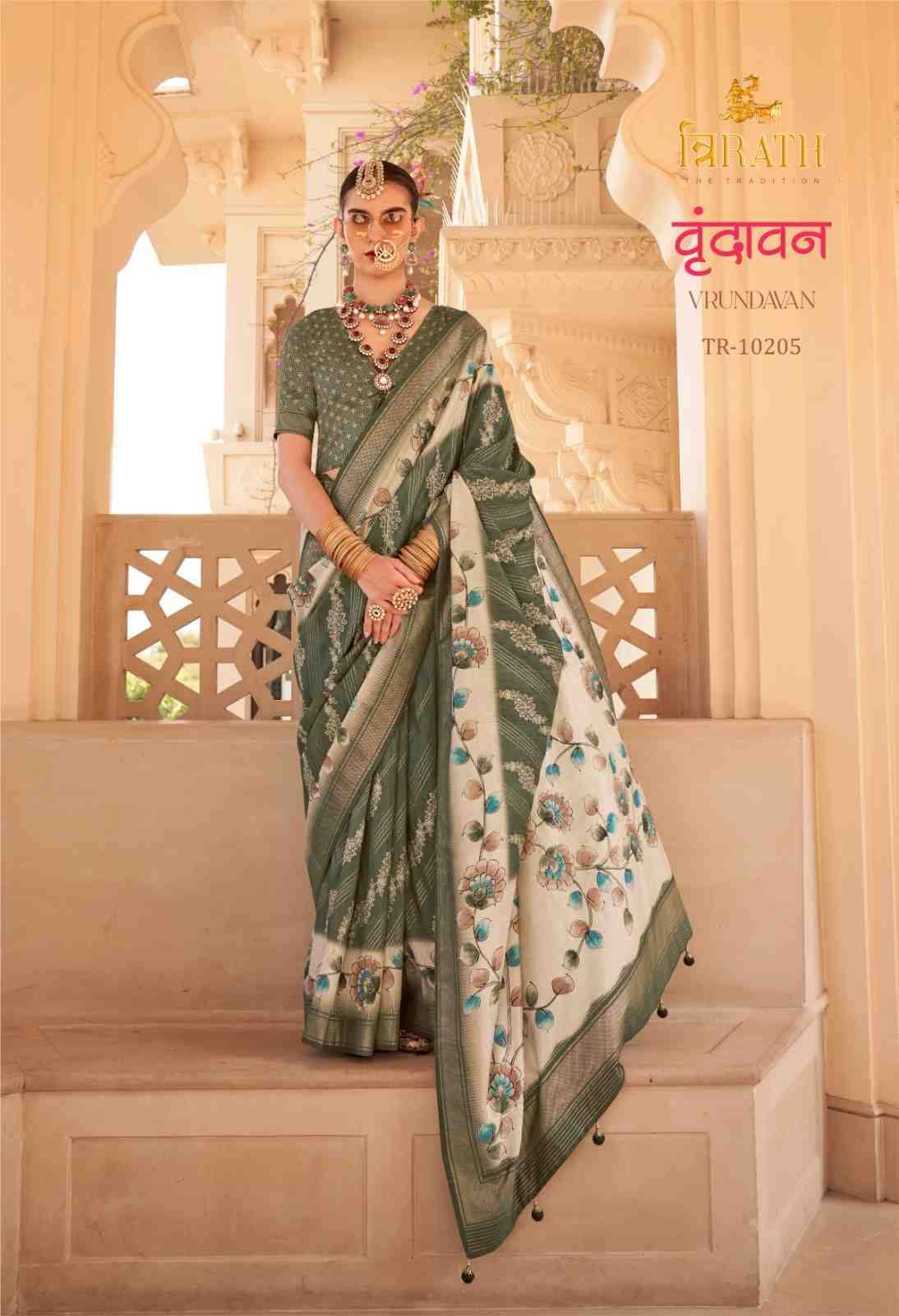 Vrundavan By Trirath 10204 To 10212 Series Indian Traditional Wear Collection Beautiful Stylish Fancy Colorful Party Wear & Occasional Wear Silk Sarees At Wholesale Price