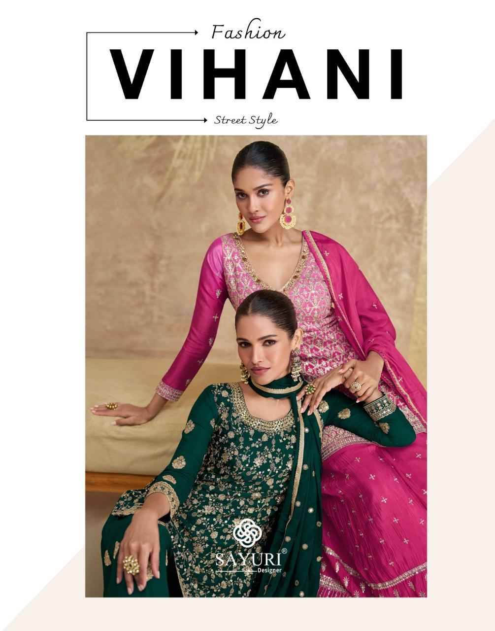 Vihani By Sayuri 5612 To 5613 Series Beautiful Sharara Suits Colorful Stylish Fancy Casual Wear & Ethnic Wear Pure Chinnon Silk Dresses At Wholesale Price