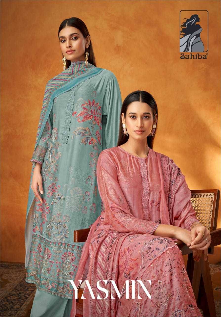 Yasmin By Sahiba Fabrics Beautiful Festive Suits Colorful Stylish Fancy Casual Wear & Ethnic Wear Muslin Silk Dresses At Wholesale Price