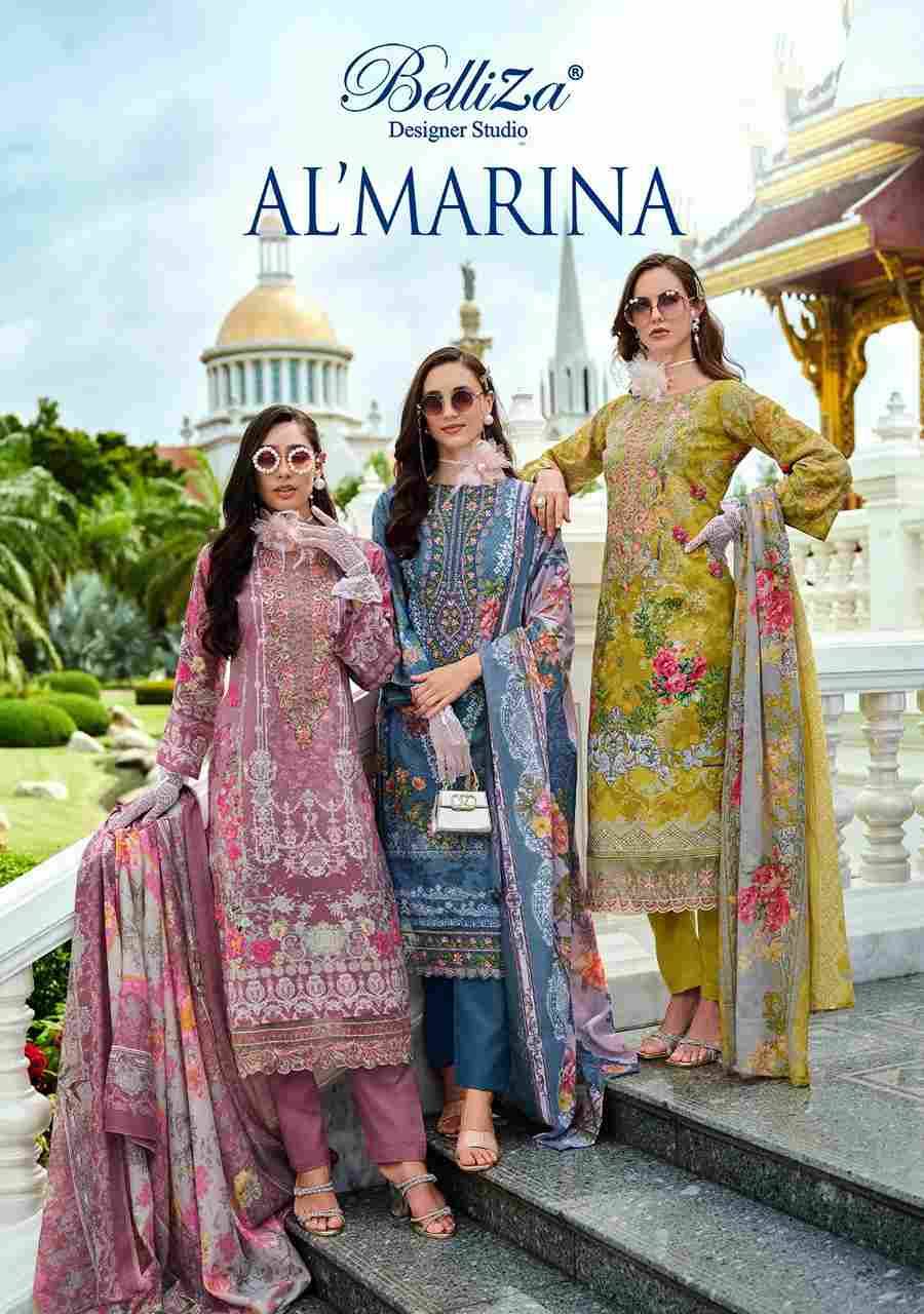 Al Marina By Belliza 966-001 To 966-008 Series Beautiful Suits Colorful Stylish Fancy Casual Wear & Ethnic Wear Pure Cotton Print With Embroidered Dresses At Wholesale Price