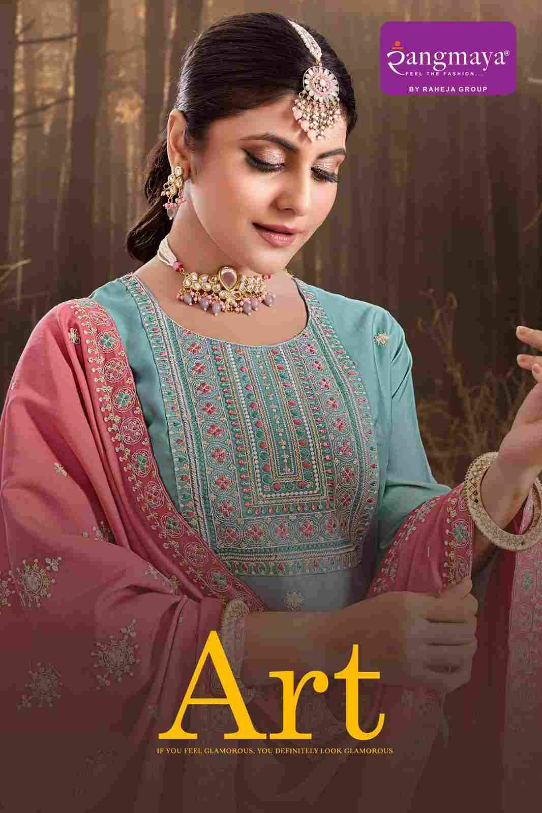 Art By Rangmaya 101 To 108 Series Beautiful Stylish Festive Suits Fancy Colorful Casual Wear & Ethnic Wear & Ready To Wear Roman Silk Dresses At Wholesale Price