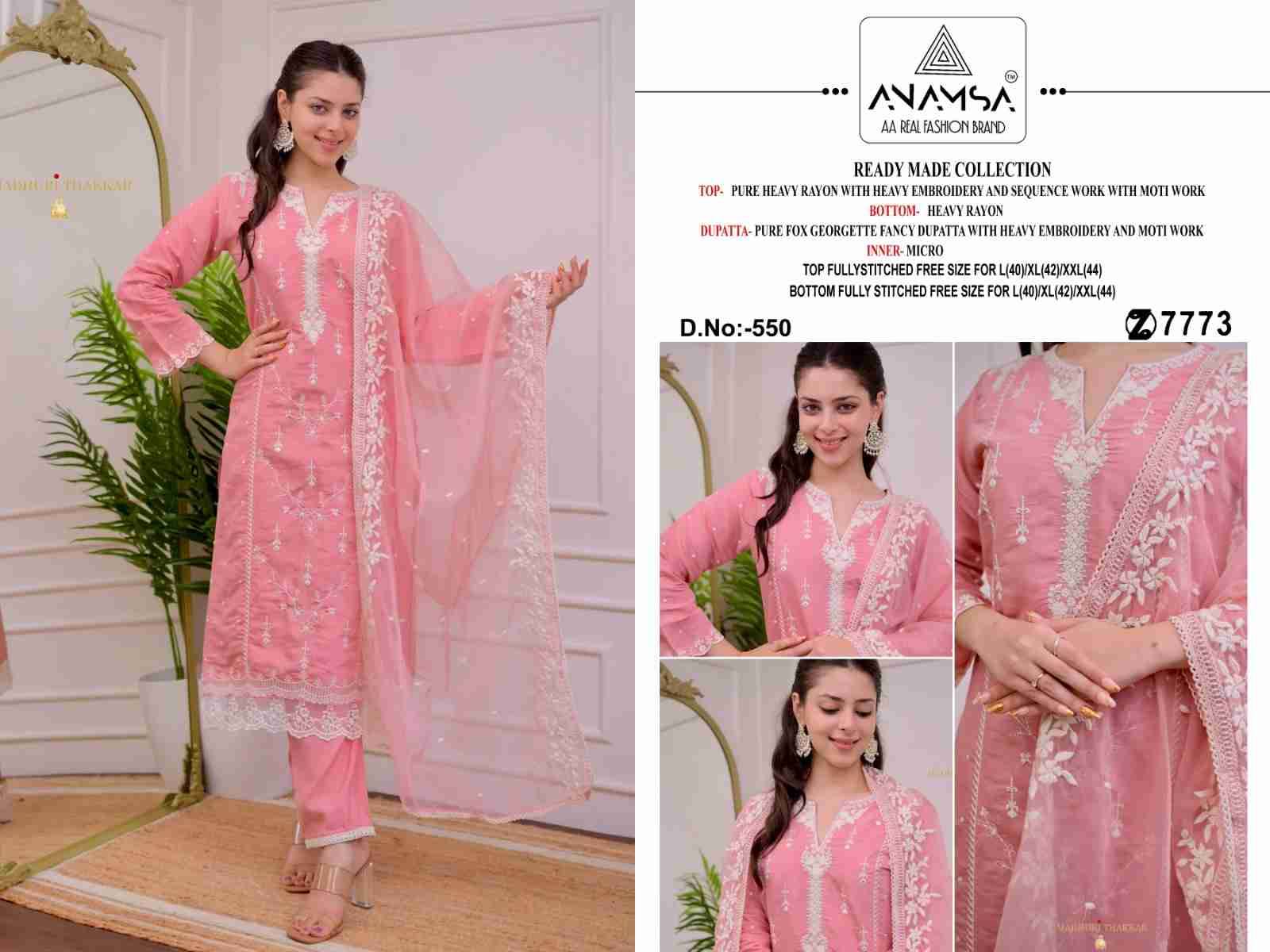 Anamsa Hit Design 550 By Fashid Wholesale Beautiful Pakistani Suits Colorful Stylish Fancy Casual Wear & Ethnic Wear Pure Rayon Embroidered Dresses At Wholesale Price