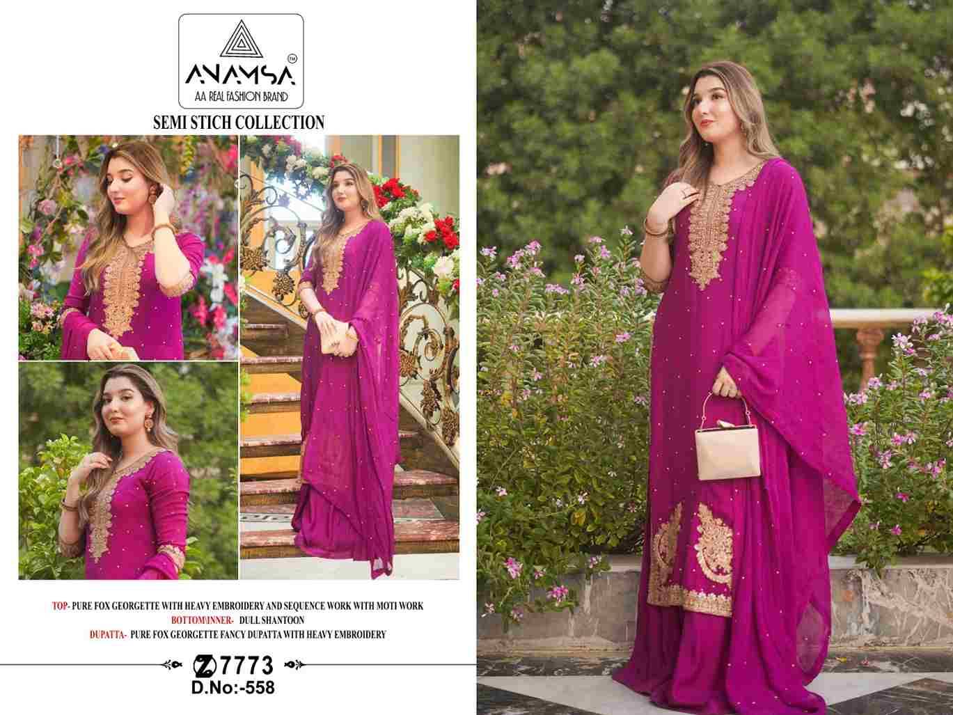 Anamsa Hit Design 558 By Fashid Wholesale Beautiful Pakistani Suits Colorful Stylish Fancy Casual Wear & Ethnic Wear Pure Faux Georgette Embroidered Dresses At Wholesale Price