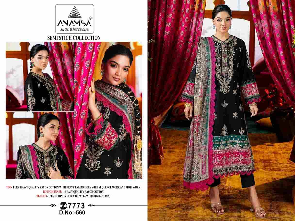 Anamsa Hit Design 560 By Fashid Wholesale Beautiful Pakistani Suits Colorful Stylish Fancy Casual Wear & Ethnic Wear Pure Rayon Cotton Embroidered Dresses At Wholesale Price