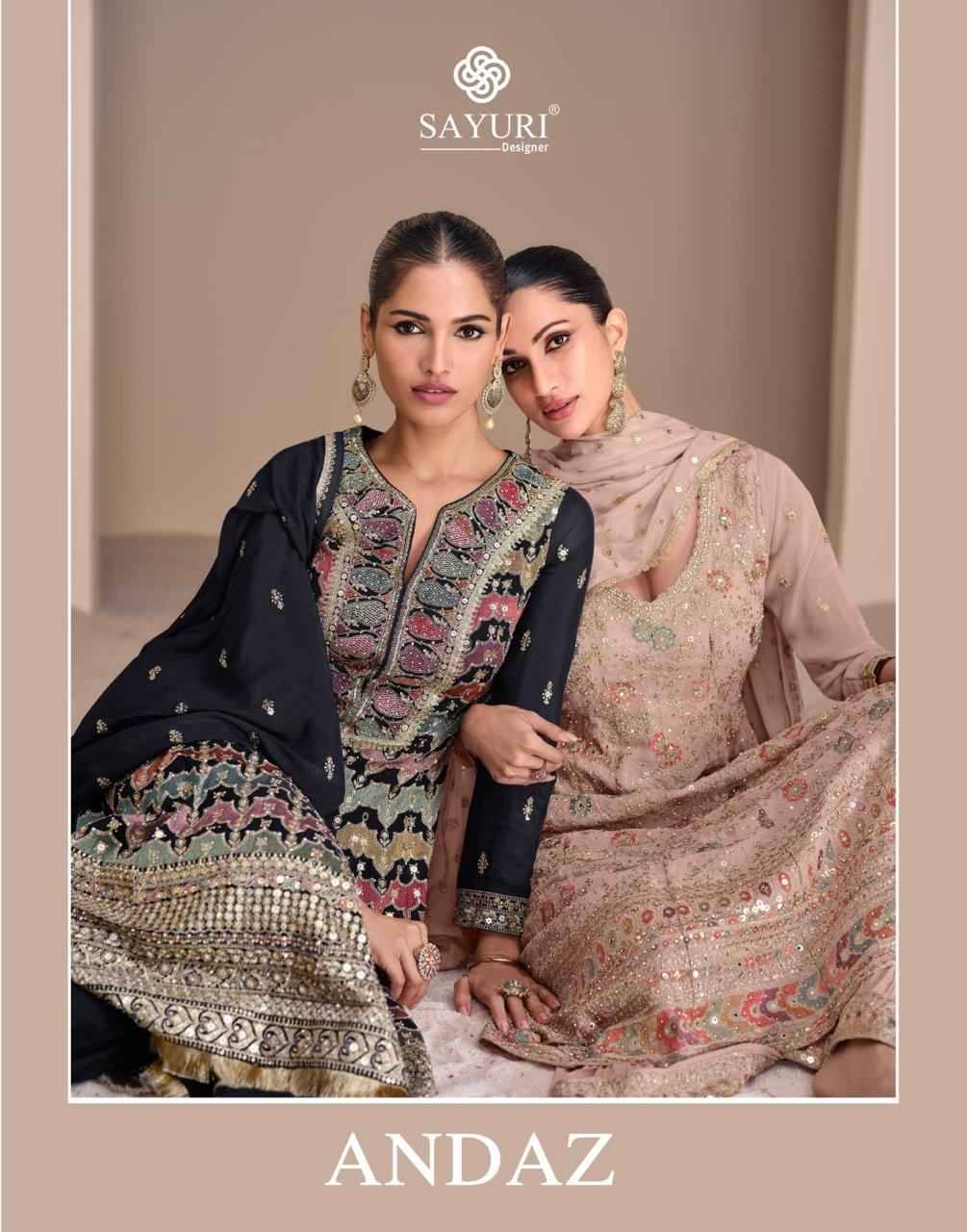 Andaz By Sayuri 5658 To 5659 Series Beautiful Sharara Suits Colorful Stylish Fancy Casual Wear & Ethnic Wear Georgette Embroidery Dresses At Wholesale Price