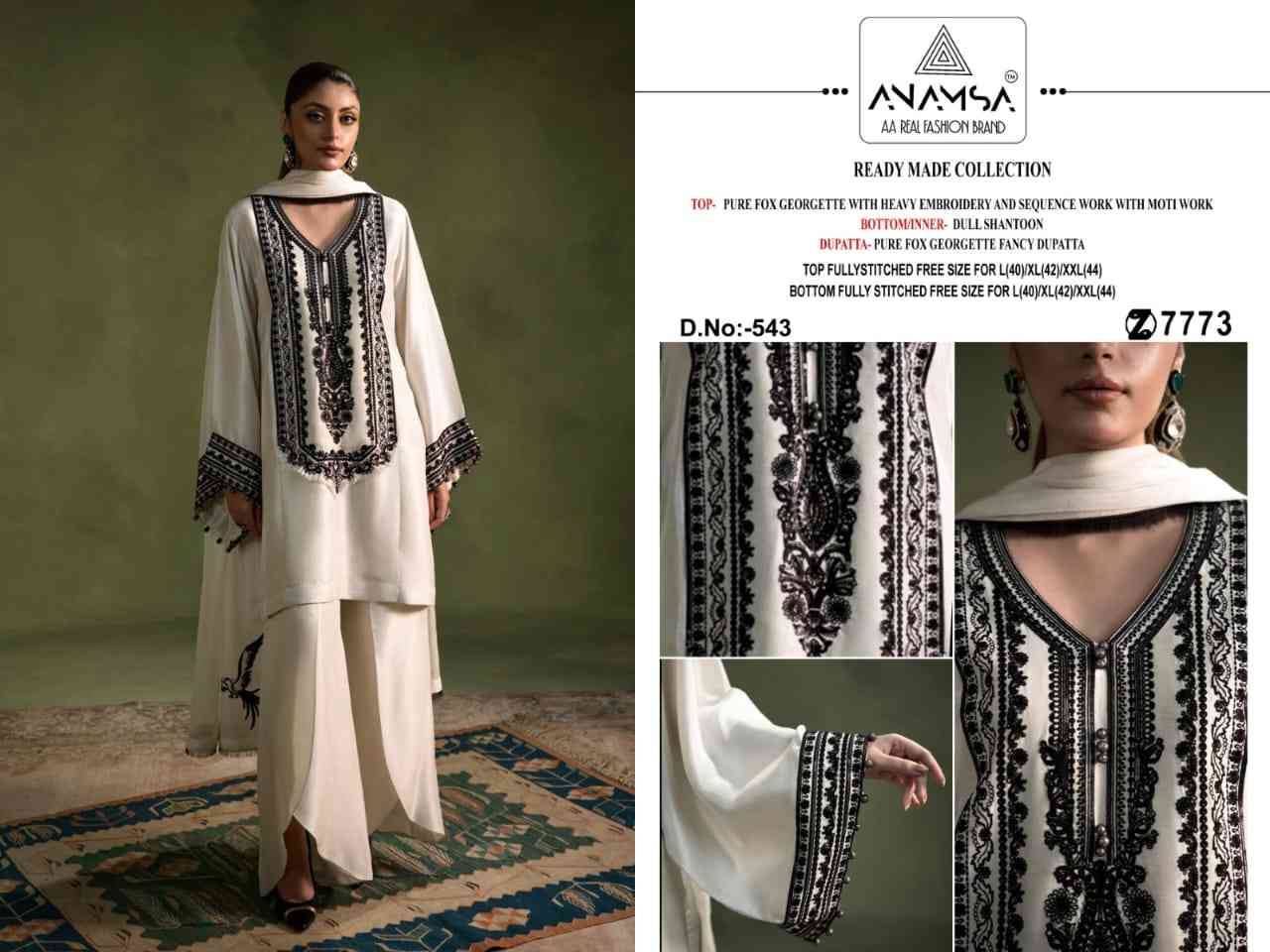 Anamsa Hit Design 543 By Fashid Wholesale Beautiful Pakistani Suits Colorful Stylish Fancy Casual Wear & Ethnic Wear Pure Faux Georgette Embroidered Dresses At Wholesale Price