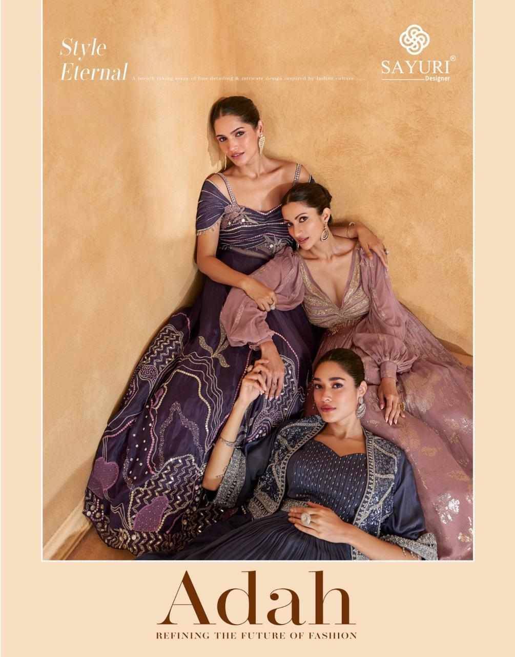 Adah By Sayuri 5629 To 5631 Series Designer Stylish Fancy Colorful Beautiful Party Wear & Ethnic Wear Collection Chinnon Silk Gown At Wholesale Price