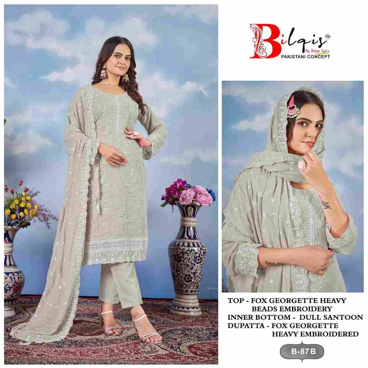 Bilqis 87 Colours By Bilqis 87-A To 87-D Series Beautiful Pakistani Suits Stylish Fancy Colorful Party Wear & Occasional Wear Faux Georgette Embroidery Dresses At Wholesale Price