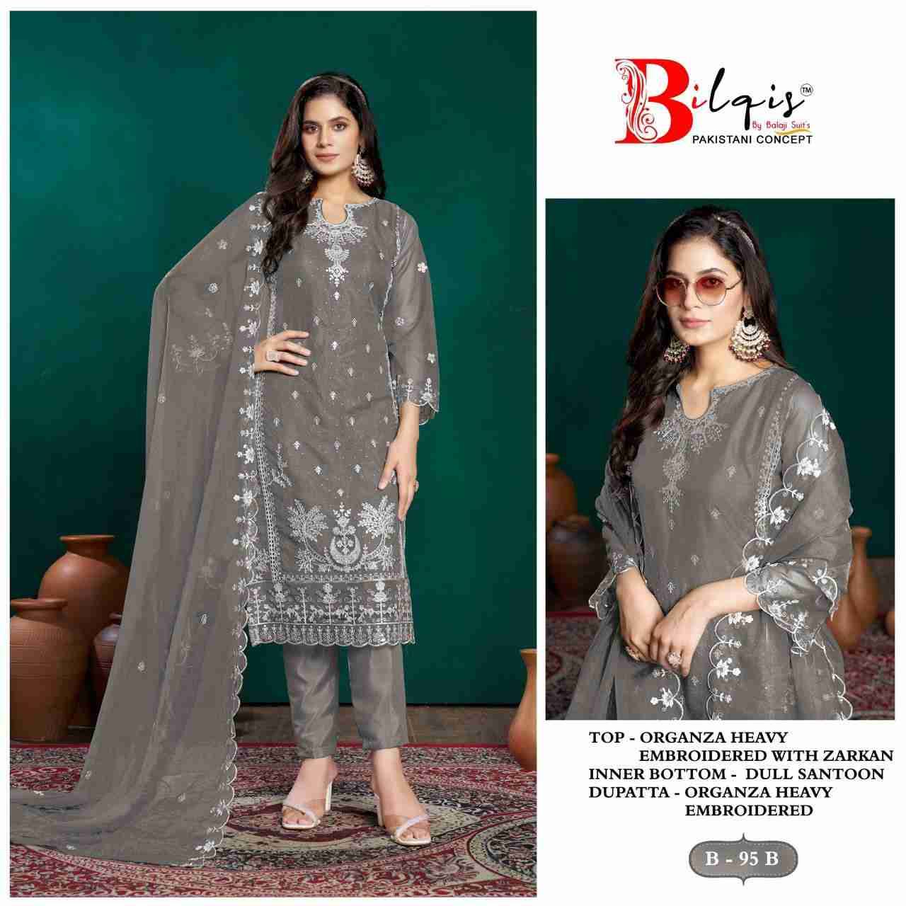 Bilqis 95 Colours By Bilqis 95-A To 95-D Series Beautiful Pakistani Suits Stylish Fancy Colorful Party Wear & Occasional Wear Organza Embroidery Dresses At Wholesale Price