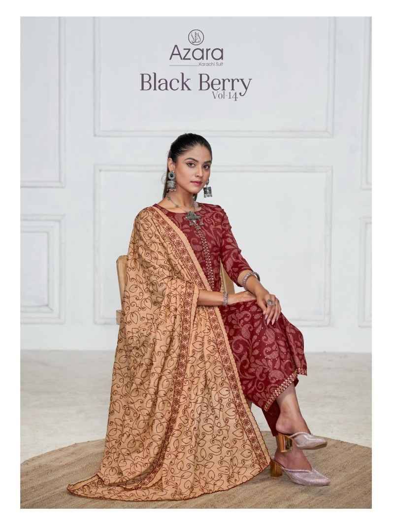 Black Berry Vol-14 By Azara 103-001 To 103-004 Series Beautiful Stylish Festive Suits Fancy Colorful Casual Wear & Ethnic Wear & Ready To Wear Cotton Print Dresses At Wholesale Price